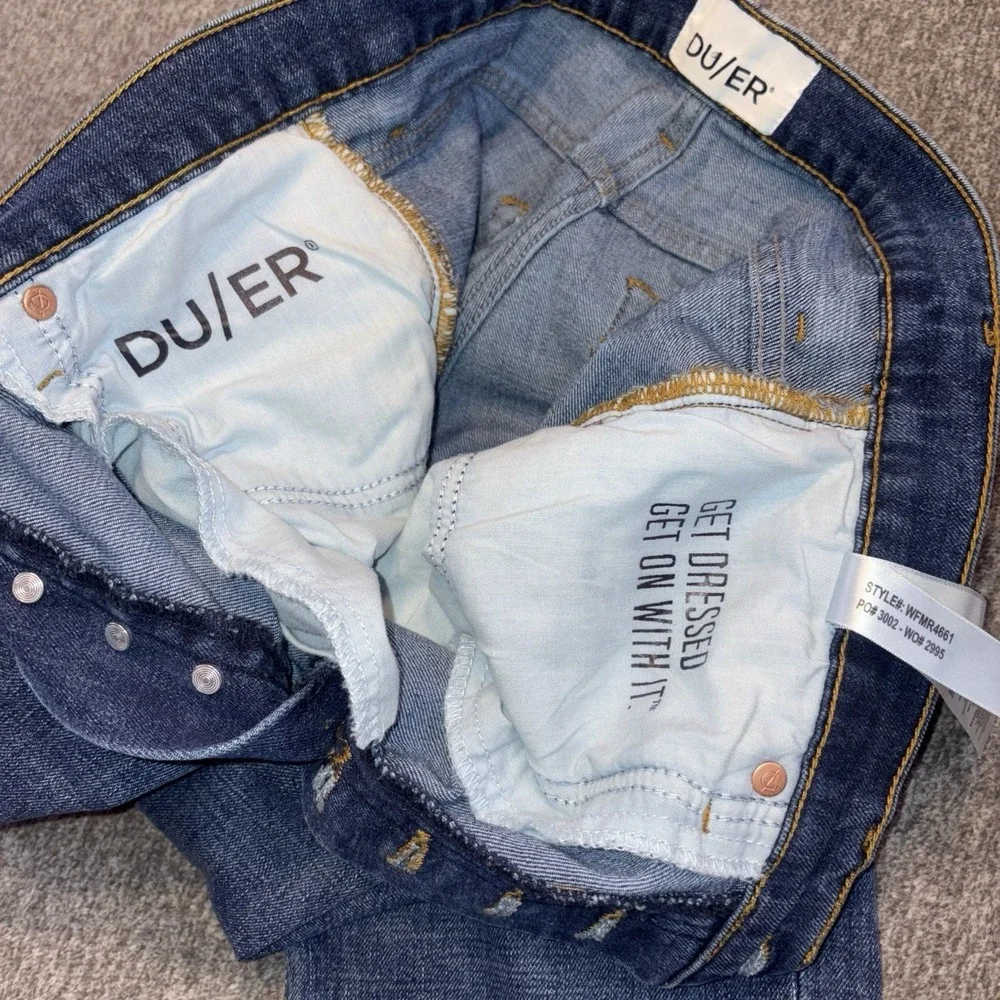 DU/ER Jeans Mens 29x27 Blue Classic Taper Performance Denim Gusset Workwear‎
